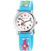 Excellanc Orologio da polso per bambini, in silicone, analogico, al quarzo, motivo: elicottero, colore: bianco/blu