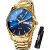 OLEVS Orologio da uomo quadrato di lusso automatico a carica automatica scheletro marrone traspirante cinturino in pelle vestito multi-calendario impermeabile fasi lunari elegante regalo adatto