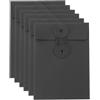 Generic 6 buste in carta kraft con chiusura a laccio, 14 x 10 cm, vintage, per ufficio, lavoro, casa, biglietti e documenti, colore nero
