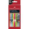 FABER-CASTELL - Set di matite colorate Colour Grip, 12 pezzi | Pastelli infrangibili per bambini e adulti con 3 colori metallizzati, pastello e neon