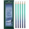 Faber-Castell Matita in grafite B Flow Edition, confezione da 5, blu | Matite triangolari, grado B, ergonomiche, in confezione regalo
