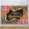 Bovlleetd 150x120cm Leopardo Stampa Compleanno Sfondo Felice Compleanno Fotografia Sfondo Rosa Giallo Rosa Sfondo per Donna Ragazza Festa di Compleanno Decorazione Banner