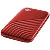 Western Digital WD My Passport SSD, 500GB SSD portatile con tecnologia NVMe, USB-C, con velocità fino a 1050 MB/s, funziona con PC, Xbox e Playstation, Resistenza a cadute da 2 metri, Rosso