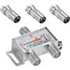 Poppstar Partitore Antenna TV 2 Uscite con Spinotti IEC (analogo/digitale/BK/unicable/HD/4K) Splitter per Antenna, TV satellitare, Televisione via Cavo, Radio, LNB