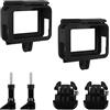 LiangDian 2 Pezzi Custodia Protettiva Gopro Hero 5/6/7, Case per Action Cam Custodia in Silicone Nera con 2 Viti Lunghe Base Mobile Compatibile con Fotocamera GoPro Hero 7/6/5/(2018)-Black