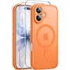 Qasyfanc Magnetica Cover per iPhone 17, Arancione | Compatibile con MagSafe,con 2 Pezzi Vetro Temperato Pellicola, Cover Clear Slim Fit Antiurto Militare Antigiallo