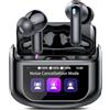 QXUFV AI Cuffie Traduzione, 4-in-1 Auricolari Cuffiette, Traduttore Istantaneo Vocale in 164 Lingue, Cancellazione Rumore ANC/ENC, 7 Modalità Traduzione, Schermo Tattile LED, Musica/Chiamate/Traduttore