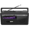 KLIM Single Cassette Player Lettore Audio Boombox, Radio AM FM, Bluetooth, USB | Altoparlante, Presa Cuffie, Funzionamento a Batterie o Rete Elettrica, Design Portatile Retrò - Nero