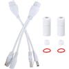 Leapiture Cavo Adattatore POE, 2 Pezzi 12V DC Splitter POE Impermeabile Cavo Iniettore POE Non Standard Kit Adattatore di Alimentazione Ethernet Perfetto Per Installazioni di Rete Fai-da-te(Bianco)