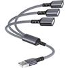 Itramax Cavo USB Splitter Y 0,3M,Filo Prolunga USBA 1 Maschio a 3 Femmina | Doppia Porta Multipresa USB Sdoppiatore,Caricatore Dati Adattatore Alimentazione per Mac,Auto,Xbox One,PS4,PS5,PC