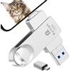Ryican [Senza APP] Chiavetta USB per lPhone,Ryican 256GB Memoria Esterna Pendrive USB C 3.0 Chiavetta per lPhone per scaricare foto 4 in 1 Photostick per iOS/Smartphone/Pad/Android/PC/Tablet,Argento