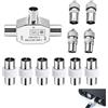 Ihteyuo 11 splitter antenna T, splitter antenna TV coassiale TV 2 uscite + kit adattatori RF PAL, connettori coassiali maschio femmina, accoppiatori, adattatore cavo coassiale per TNT DVB