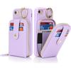 SailorTech Custodia per telefono per iPhone 7/8/SE2/SE3 Supporto ad anello con cerniera per carta di credito, iPhone SE 2020/SE 2022 Custodia in pelle Portafoglio con portacarte per donne-Viola
