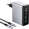 sccvee Caricabatterie USB C 140W, GaN a 4 Porte Adattatore di Alimentazione a Parete PD+QC 100W Porte di Tipo C Caricatore per Laptop compatibile con MacBook Pro/Air/iPhone 16/15/Galaxy S23, con usbc cavo 2M