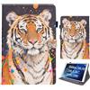 Bemoloon PU Tablet Cover per Samsung Galaxy Tab A 10.1 2016 A6/T580/T585 - Colori Vibranti & Design alla Moda, Anti-Graffio, Sblocco/Standby Automatico, Tigre Colorata