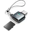 HAUXGOGO Lettore di schede USB-C, Lettore Schede Mini TF Portatile | Supporta schede MicroSD/TF, Compatibile con smartphone, tablet e computer - Grigio