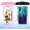 MEETTIKEY 2 Pezzi Custodia Impermeabile Smartphone IPX8 Custodia Cellulare Impermeabile Universale Immersione Custodia Cellulare per IPhone 15 14 13 12 11Pro Max (Nero+Rosa)
