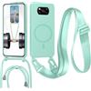 FERLAN Cover con Cordino per Xiaomi Poco X3 NFC/X3 Pro/X3 Cover Magnetica, Cover in Silicone TPU Morbido Corda Collana Necklace Regolabile Stylish con Catena Ultra Sottile Case, Menta verde
