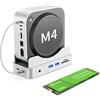 Phixero Mac mini M4 Dock con built-in 2TB, 6-in-1 hub di supporto in alluminio, 10Gbps USB-A, lettore SD/TF, design salvaspazio.