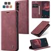 WJXEXRS Cover per Samsung Galaxy S23 Plus 5G, Custodia in Pelle Premium, Supporto Slot per Schede, Portafoglio Kickstand Flip Wallet Magnetica Custodie Porta Carte, Adatto per Samsung S23+ -Vino Rosso