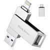 Vackiit Chiavetta USB 256GB,MFi Chiavetta USB C per iPhone,Lightning,USB-A | 3 in 1 Memoria Esterna per iPhone,iPad,Android OTG Smartphone,Mac,PC,USB 3.0 Stick,Pendrive Backup Foto,Video,Dati,Argento