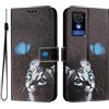 SNCLET Cover per TCL 501 Flip Caso 360 Gradi Protezione Portafoglio in Pelle PU con Slot per Schede Case Funzione di Stand Magnetica Wrist Strap Custodia per TCL 501,Gattino Farfalla