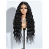 Joedir Parrucche anteriori in pizzo 76CM parrucca sintetica ondulata lunga parte profonda HD pizzo trasparente con capelli del bambino per le donne parrucche 130% densità (nero)