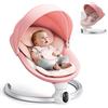 Brolteja Sdraietta Elettrica per Bebè con Telecomando e Bluetooth,10 Canzoni,3 Timer | Dondolo Neonati Fino a 9 kg con 5 Velocità di Oscillazione, Cinture di Sicurezza a 5 Punti, Protezione Parasole-Rosa