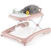 COSTWAY Girello Pieghevole per Bambini, 3 Altezze Regolabili (Rosa) | Girello Neonati con Sedile e Piatto Giocattolo Rimovibile, Girello a Spinta con Ruote, per Bambini 6+ Mesi