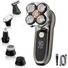 Journeyside Rasoio Testa Calva Uomo 6 in 1, 5D Rasoio Testa Calva Uomo, Uso Asciutto e Bagnato,Rasoio Elettrico Barba Senza Fili, Impermeabile IPX6, Display LED, Adatto per Capelli, Barba,Naso