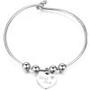 S'Agapõ Bracciale Donna, Bracciale Rigido in Acciaio e Cristalli con Simbolo Cuore | Collezione Be My Always - SBM20