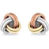Carissima Orecchini Bottoni con Nodo da 7 mm in Oro Tre Colori 9 ct per Donna