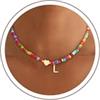 SLOONG Collana di perle colorate per donne e ragazze, collana a forma di | Collana con lettere in stile bohémien, fatta a mano, gioiello personalizzato, regalo di compleanno, per donne, bambini