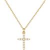FOCALOOK Collana Croce Donna in Acciaio Inox 45+5cm Oro Argento Rosa | Croce Collana Classico con Zirconio, Soddisfare l'indossamento Quotidiano, per la Festa Della Madre, San Valentino