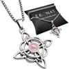 EKONAT JOYERIA PERSONALIZADA Ekonat - Nodo di strega con agata nera, portafortuna e protezione, ciondolo a forma di nodo di strega, amuleto protettivo, dimensioni 30 mm, catena in acciaio da 55 cm