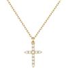 FOCALOOK Collana Croce Donna in Acciaio Inox 45+5cm Oro Argento Rosa | Croce Collana Classico con Zirconio, Soddisfare l'indossamento Quotidiano, per la Festa Della Madre, San Valentino