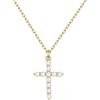 FOCALOOK Collana Croce Donna in Acciaio Inox 45+5cm Oro Argento Rosa | Croce Collana Classico con Zirconio, Soddisfare l'indossamento Quotidiano, per la Festa Della Madre, San Valentino