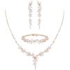 EVER FAITH Set di gioielli con zirconi cubici per damigella d'onore, elegante foglia di marchese fiore collana di nozze orecchini pendenti set da donna