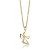 MIORE Collana Argento 925/ placcata oro 18kt Collana Donna con Ciondolo a angelo con Zirconi 45 cm, gioiello anallergico confezionato in un elegante astuccio portagioie