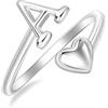 SILBERTALE Anello a forma di cuore in argento Sterling 925, con lettera, misura regolabile da 50 a 58, iniziale A-Z, gioiello alla moda, con confezione regalo
