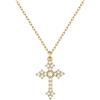 FOCALOOK Collana Croce Donna in Acciaio Inox 45+5cm Oro Argento Rosa | Croce Collana Classico con Zirconio, Soddisfare l'indossamento Quotidiano, per la Festa Della Madre, San Valentino