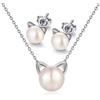 MicVivien Gatto Perle Serie - donna collana orecchini 925 sterline argento con perla naturale d'acqua dolce