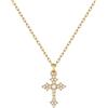 FOCALOOK Collana Croce Donna in Acciaio Inox 45+5cm Oro Argento Rosa | Croce Collana Classico con Zirconio, Soddisfare l'indossamento Quotidiano, per la Festa Della Madre, San Valentino