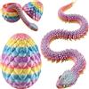 Joycabin Serpente Giocattolo 3D Stampato, Uovo di Drago 3D Stampato Pasqua, Uova di Serpente, Animali 3D Stampati Giocattolo per Bambini Regali, Decorazione da Scrivania e Casa (45cm/Multicolore)