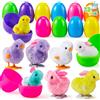 JOYIN 12 pezzi Plastica Uova di Pasqua con Giocattoli a Carica Conigli e Pulcini Pasquali di Peluche, Uova di Pasqua da per Bambini Bomboniere per Feste Regali Caccia alle Uova di Pasqua