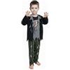 A2Z 4 Kids Costume di Halloween da pirata zombie, per bambini e bambine, con parte superiore e inferiore, design spettrale di scheletro non morto, spaventoso, feste scolastiche, cosplay, eventi