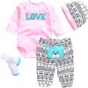 Scnbom reborn bambole vestiti per 45-60cm silicone femmina vere bambola toddler originali bambolotti maschio parti (Grey White Pink Bear 4pcs Set)