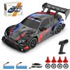 KBIBCK RC Drift Car, auto da corsa telecomandata, scala 1:24, 30 km/h, 4WD 2,4 GHz, auto telecomandata con luci LED, pneumatici e blocchi stradali, telecomando mini auto RC per adulti (8607, nero)