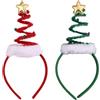 Fukaisu 2pz Fascia Natalizia, Cerchietto Natalizio con Puntale a Stella per Feste di Natale Taglia Unica(Verde e Rosso)