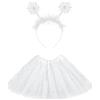 DIELIANHUA 2PCS Costumi di Carnevale Bimba, 3 Piano Gonna Tulle Bambina, Bianco Gonna Tutù in Tulle, Tutu Danza Gonna, con Cerchietto Fiocco di Neve, per Natale Halloween Compleanno Carnevale Festa